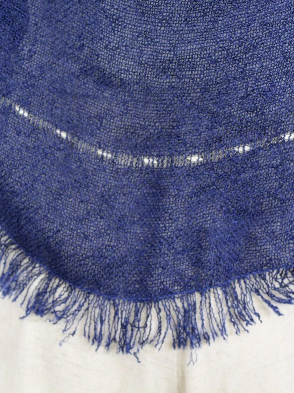 Blue Fringe Knit Wrap Shawl Lightweight Sheer Scarf Boho Wedding - Picture 10 of 12